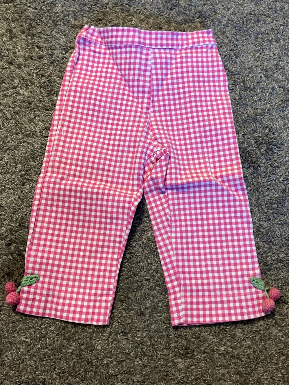 Vintage Hartstrings Gingham Kids Pants with Cherry Trim size 4